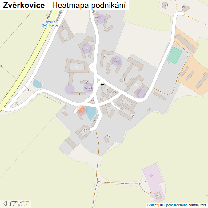Mapa Zvěrkovice - Firmy v části obce.