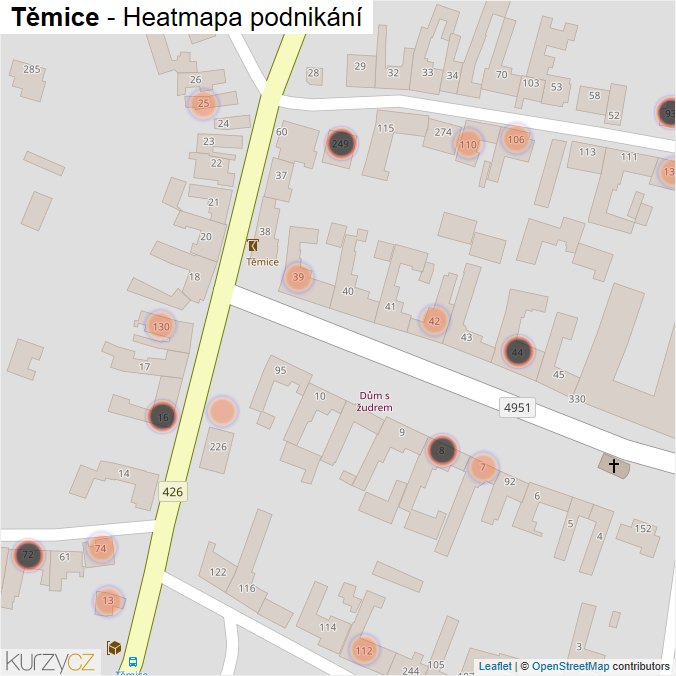 Mapa Těmice - Firmy v obci.