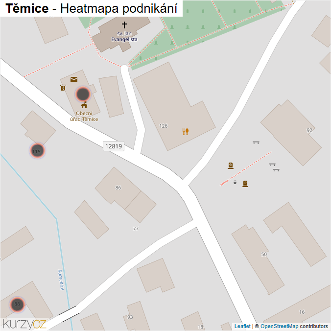 Mapa Těmice - Firmy v obci.