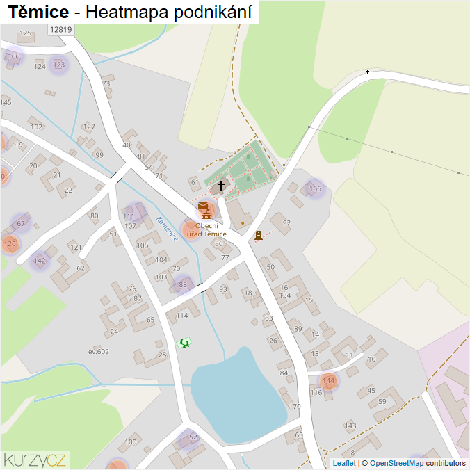 Mapa Těmice - Firmy v části obce.