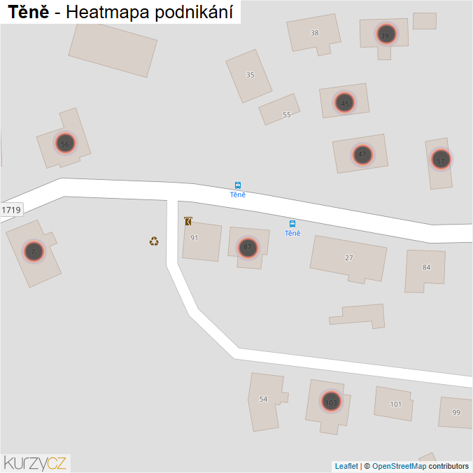 Mapa Těně - Firmy v obci.