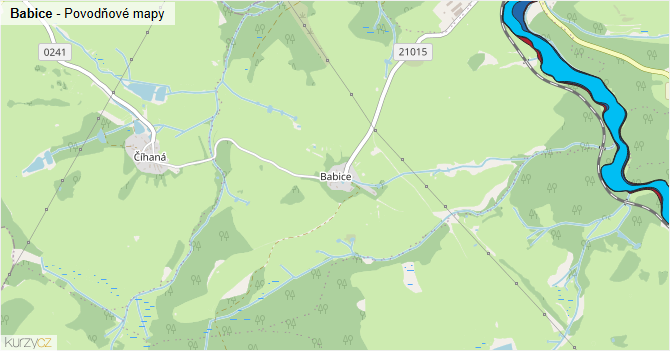 Babice - záplavové mapy stoleté vody