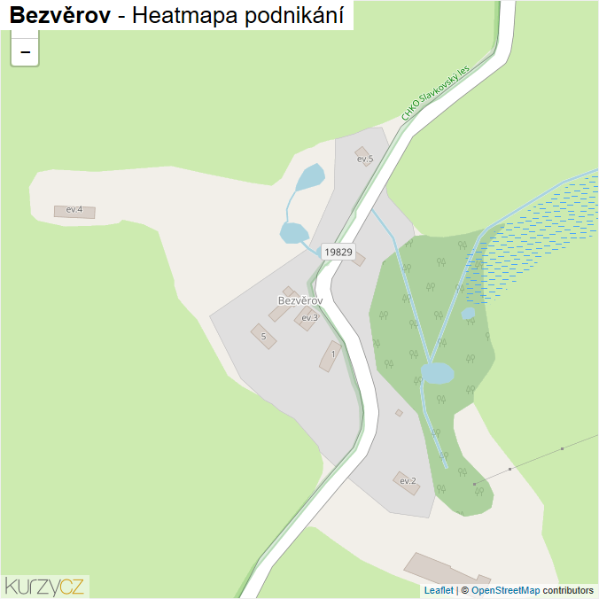 Mapa Bezvěrov - Firmy v části obce.