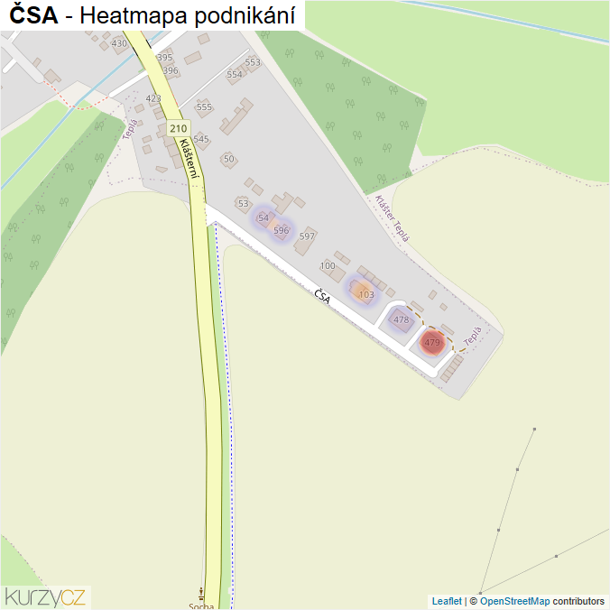 Mapa ČSA - Firmy v ulici.