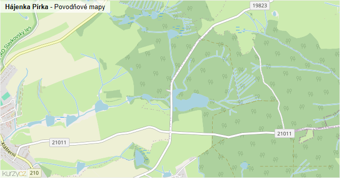 Hájenka Pírka - záplavové mapy stoleté vody