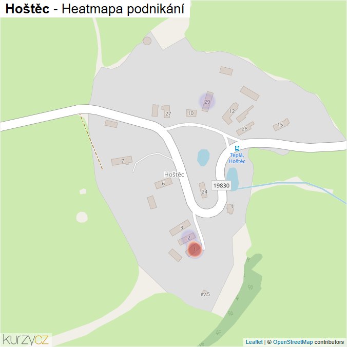 Mapa Hoštěc - Firmy v části obce.