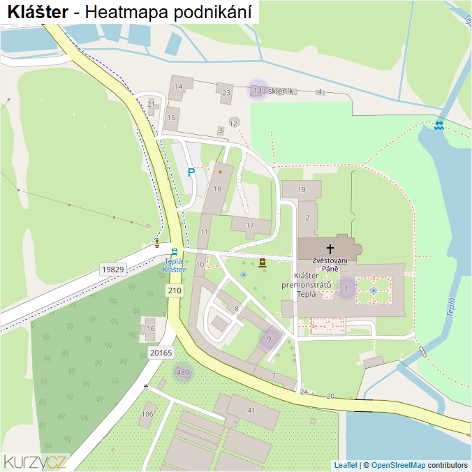 Mapa Klášter - Firmy v části obce.