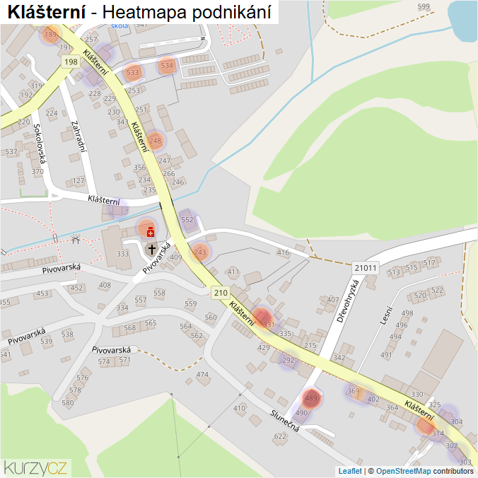 Mapa Klášterní - Firmy v ulici.