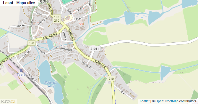 Lesní - mapa ulice