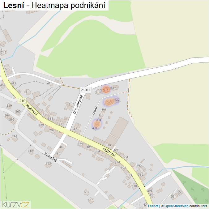 Mapa Lesní - Firmy v ulici.