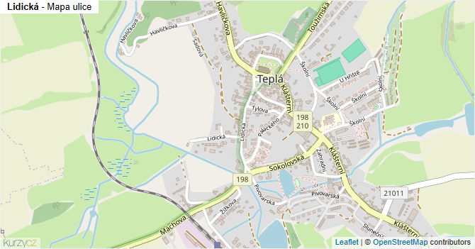 Lidická - mapa ulice