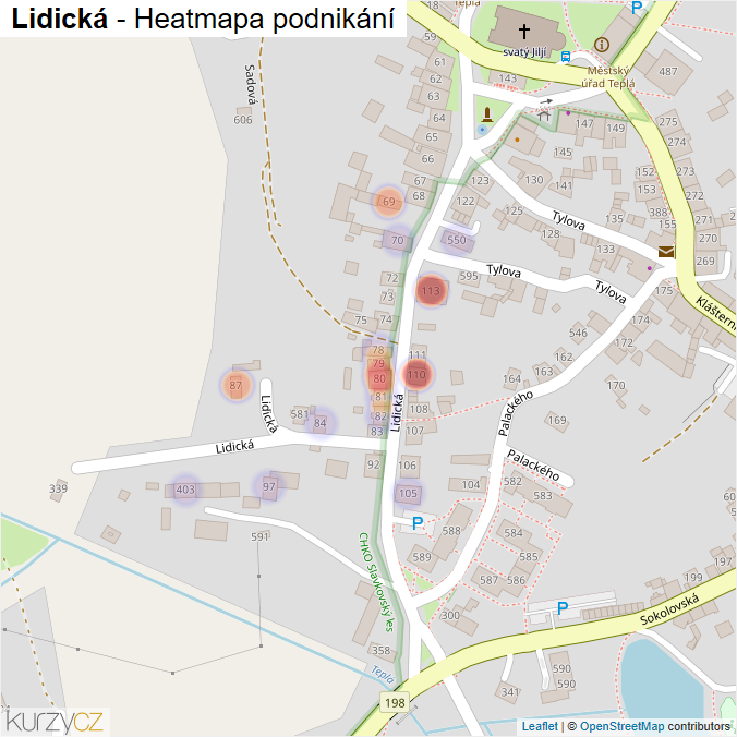 Mapa Lidická - Firmy v ulici.