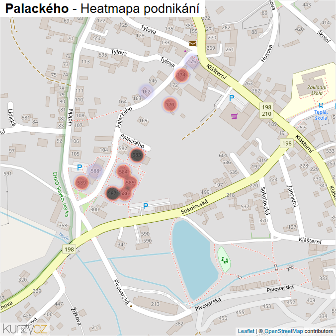 Mapa Palackého - Firmy v ulici.