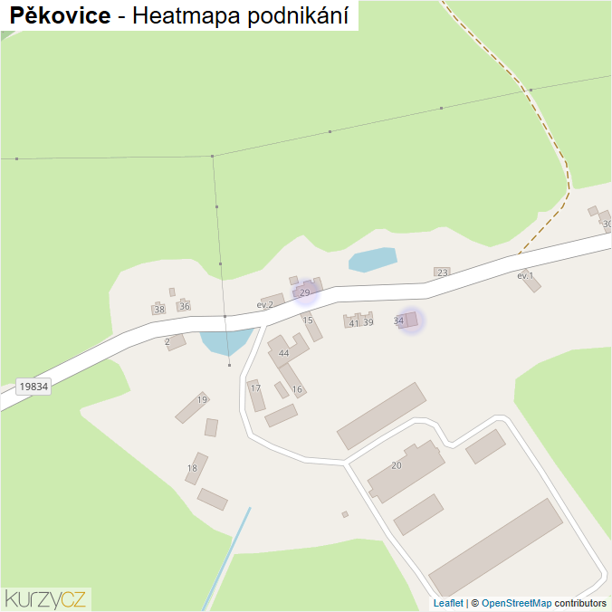 Mapa Pěkovice - Firmy v části obce.