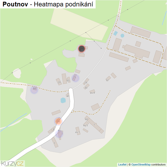 Mapa Poutnov - Firmy v části obce.