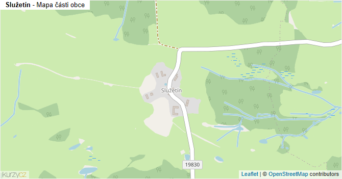 Služetín - mapa části obce