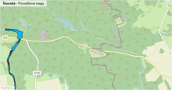 Štenská - záplavové mapy stoleté vody