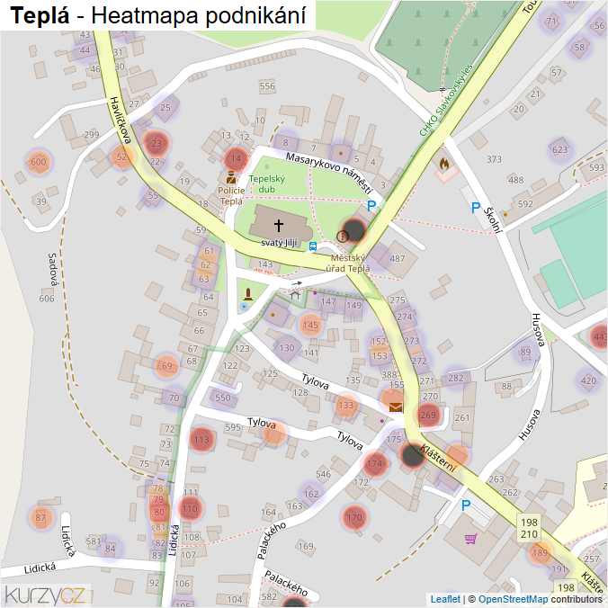 Mapa Teplá - Firmy v části obce.