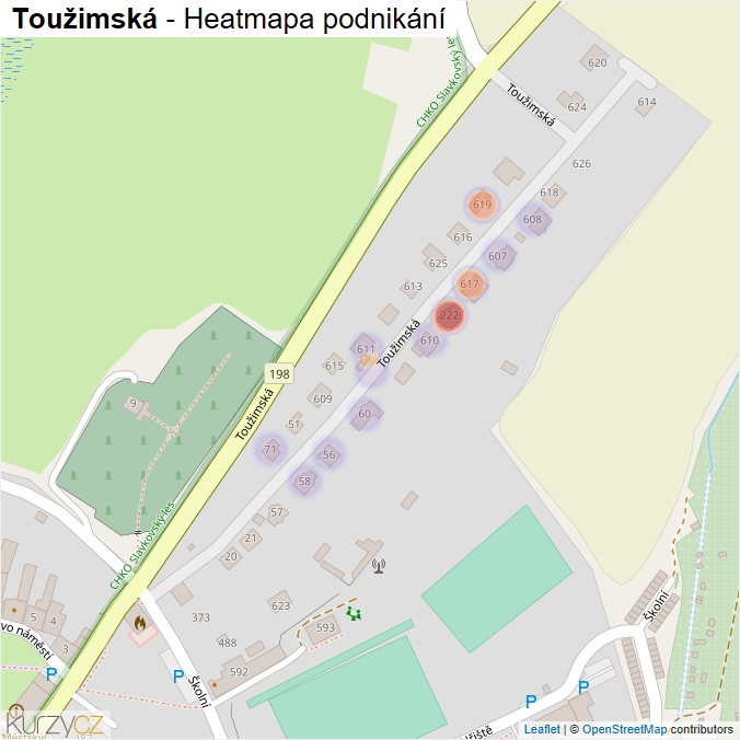 Mapa Toužimská - Firmy v ulici.