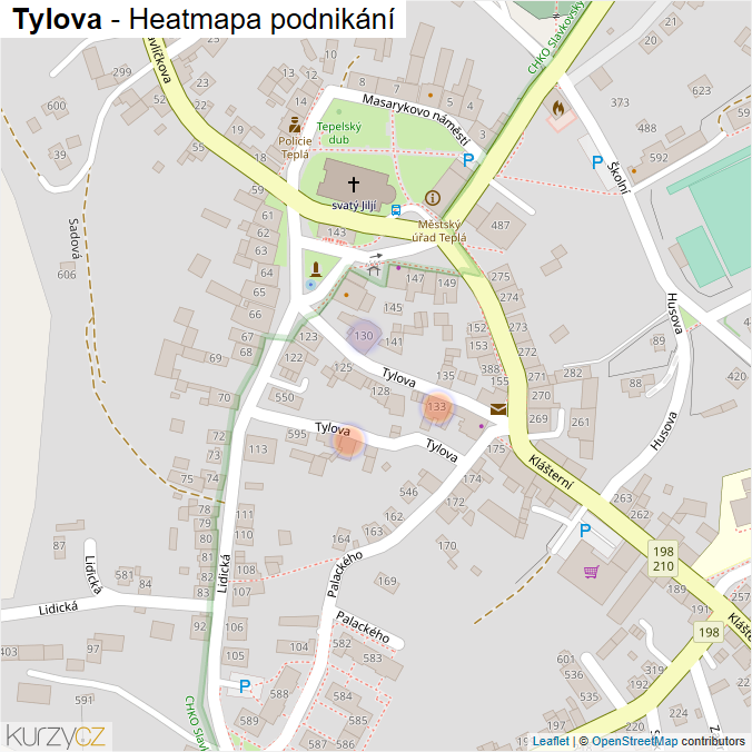 Mapa Tylova - Firmy v ulici.