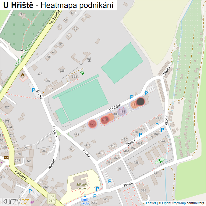 Mapa U Hřiště - Firmy v ulici.