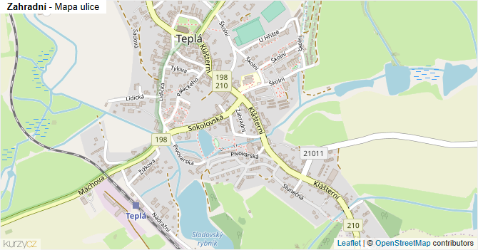 Zahradní - mapa ulice