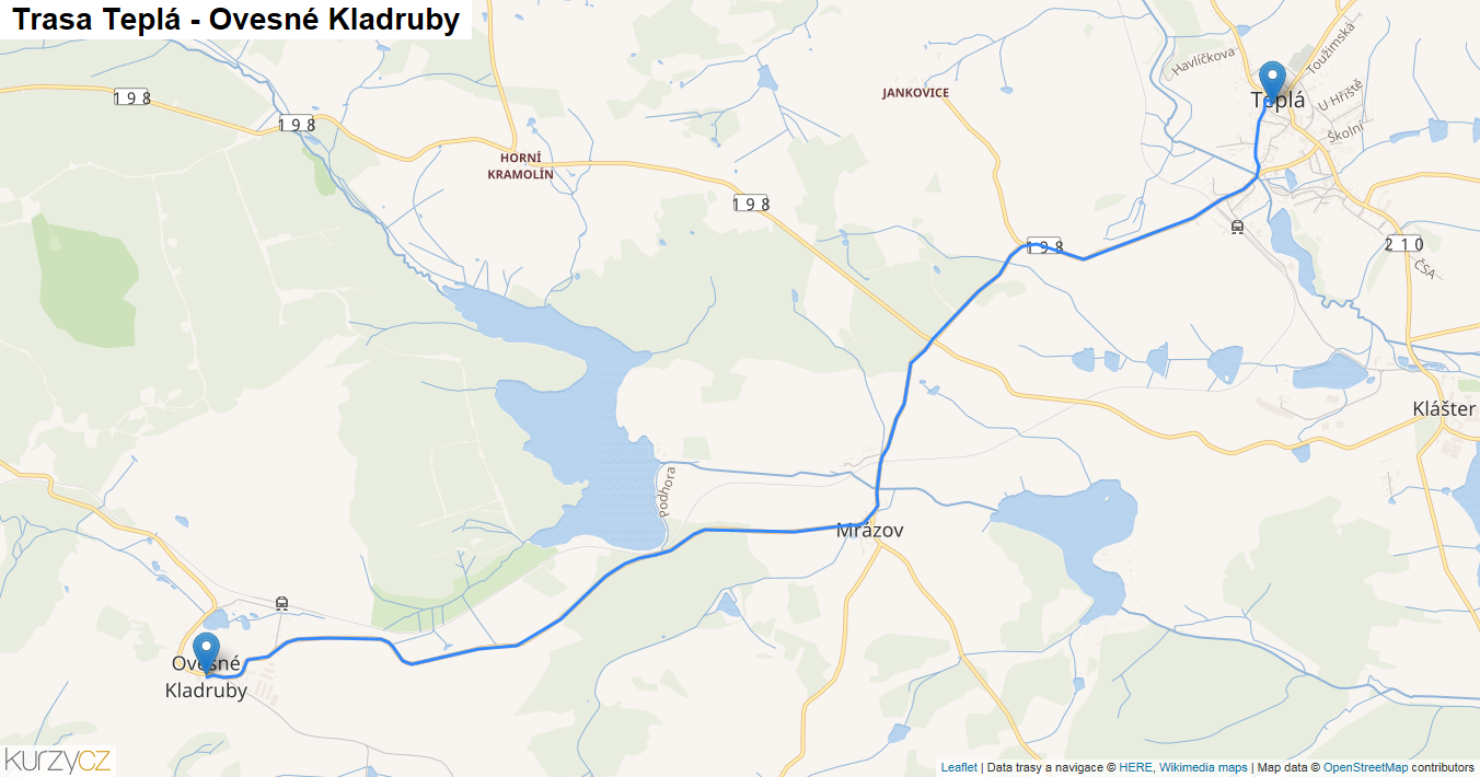 Teplá-Ovesné Kladruby, mapa trasy