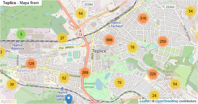 Teplice - mapa firem