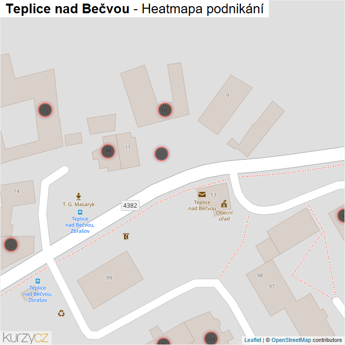 Mapa Teplice nad Bečvou - Firmy v obci.