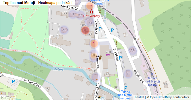 Teplice nad Metují - mapa podnikání