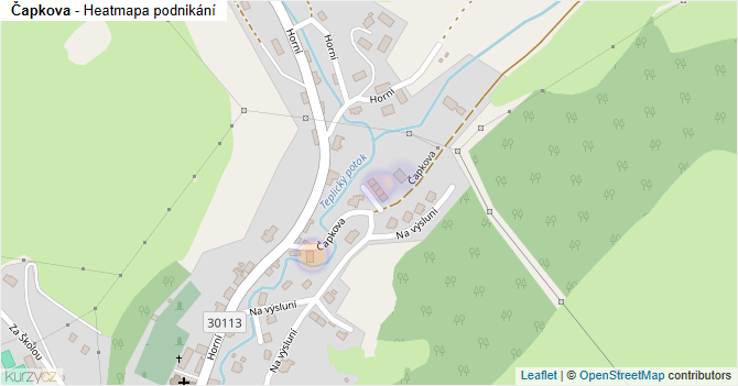 Čapkova - mapa podnikání