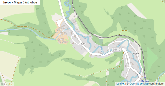 Javor - mapa části obce