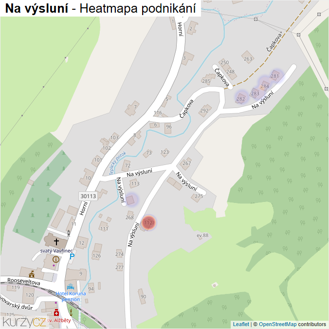 Mapa Na výsluní - Firmy v ulici.