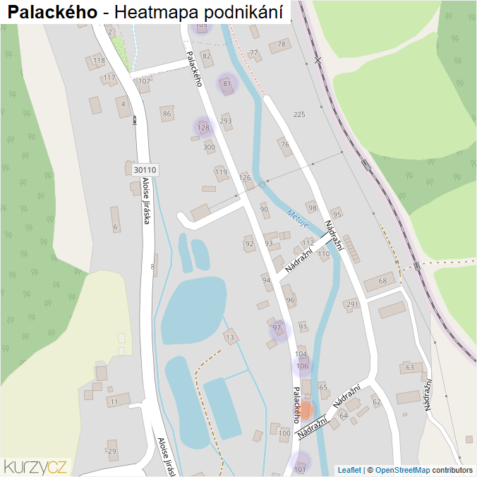 Mapa Palackého - Firmy v ulici.