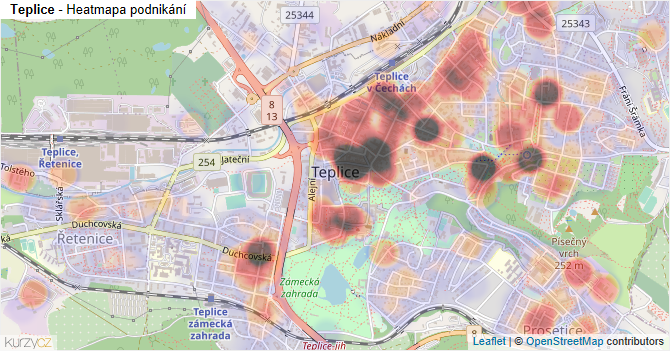 Teplice - mapa podnikání