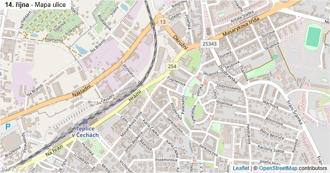 14. října - mapa ulice
