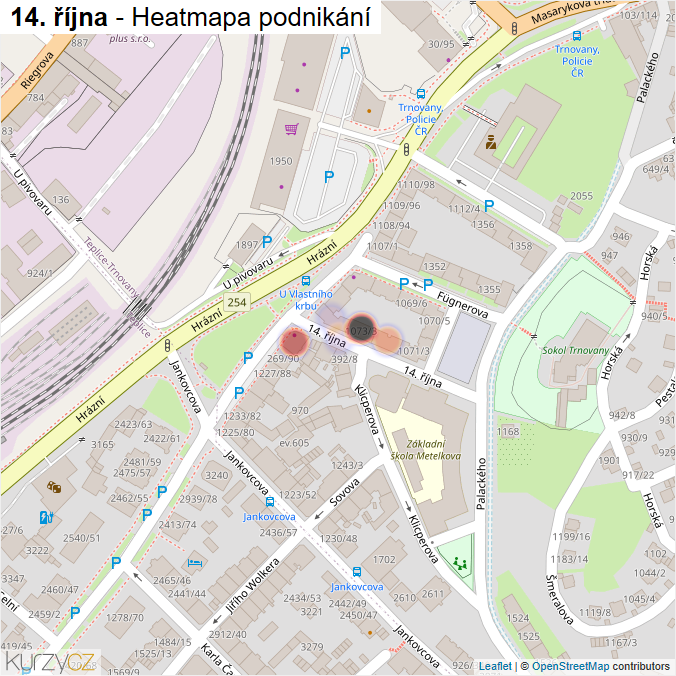 Mapa 14. října - Firmy v ulici.