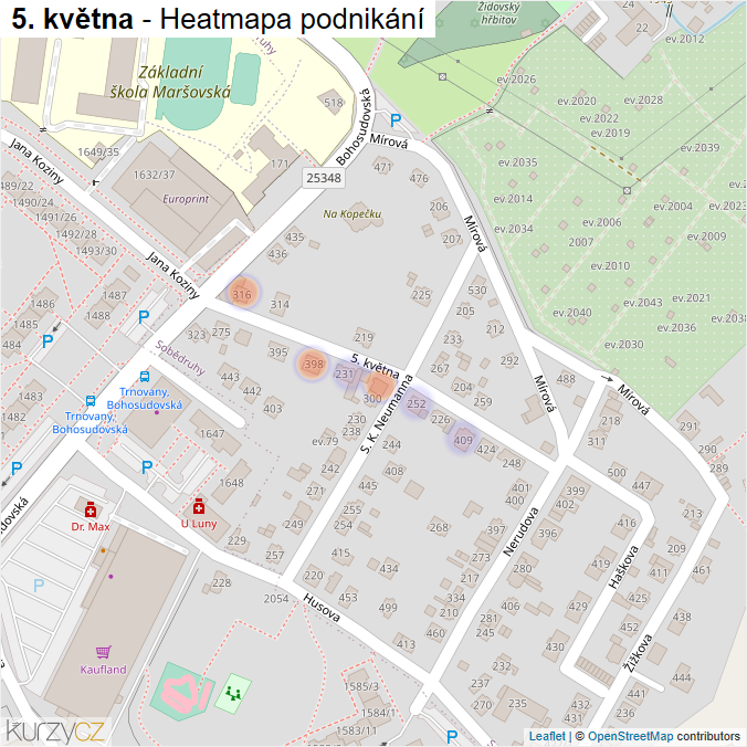 Mapa 5. května - Firmy v ulici.