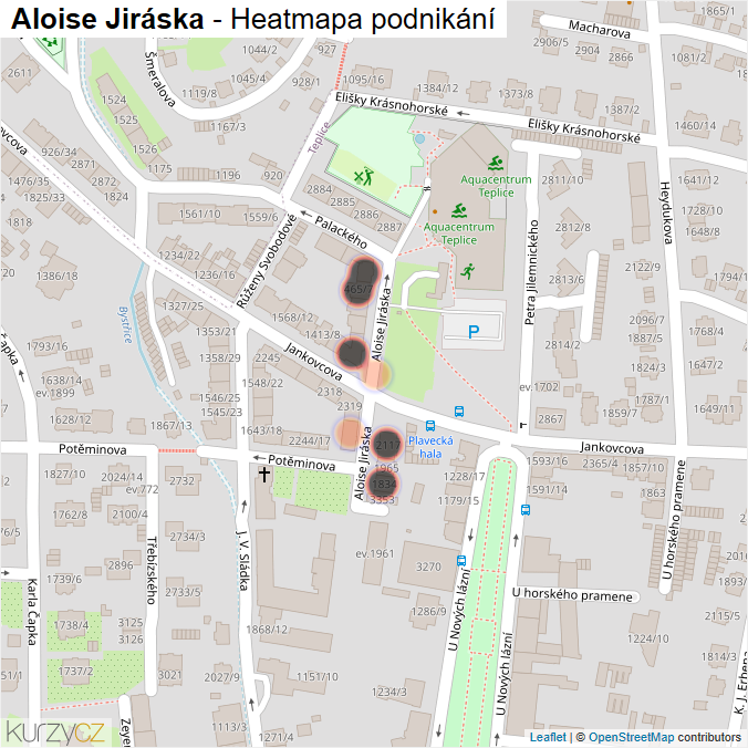 Mapa Aloise Jiráska - Firmy v ulici.