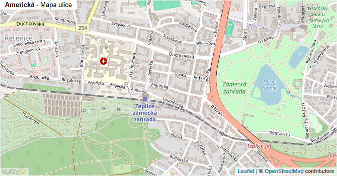 Americká - mapa ulice