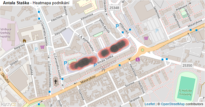 Antala Staška - mapa podnikání