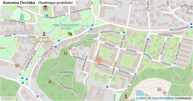 Antonína Dvořáka - mapa podnikání
