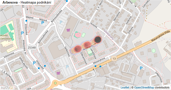Arbesova - mapa podnikání