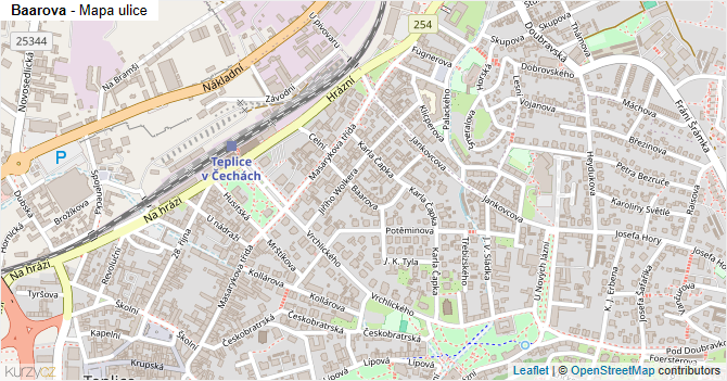 Baarova - mapa ulice