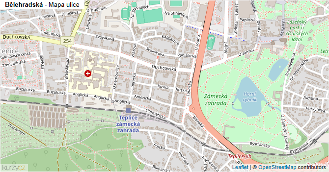 Bělehradská - mapa ulice