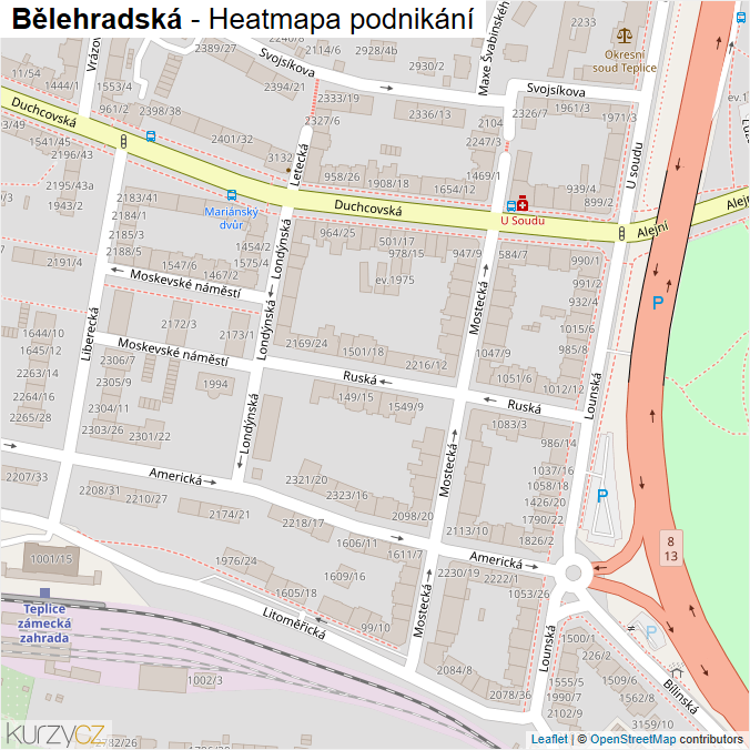 Mapa Bělehradská - Firmy v ulici.