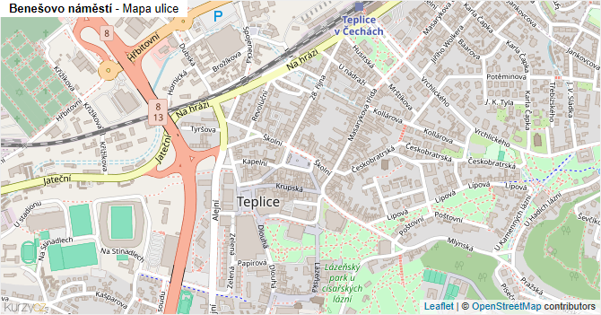 Benešovo náměstí - mapa ulice
