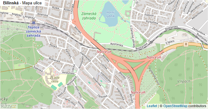 Bílinská - mapa ulice
