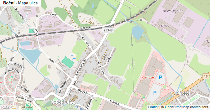 Boční - mapa ulice
