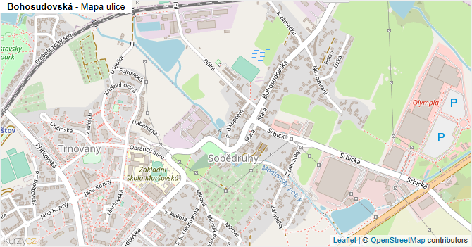 Bohosudovská - mapa ulice